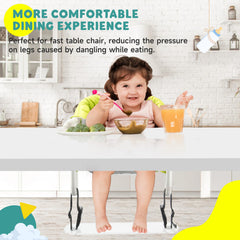 Viotiin acrylic baby footrest ergonomic angle promotes proper posture at mealtimes.