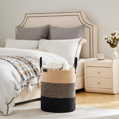 VIPOSCO leather-handled laundry basket close-up highlighting comfortable grip