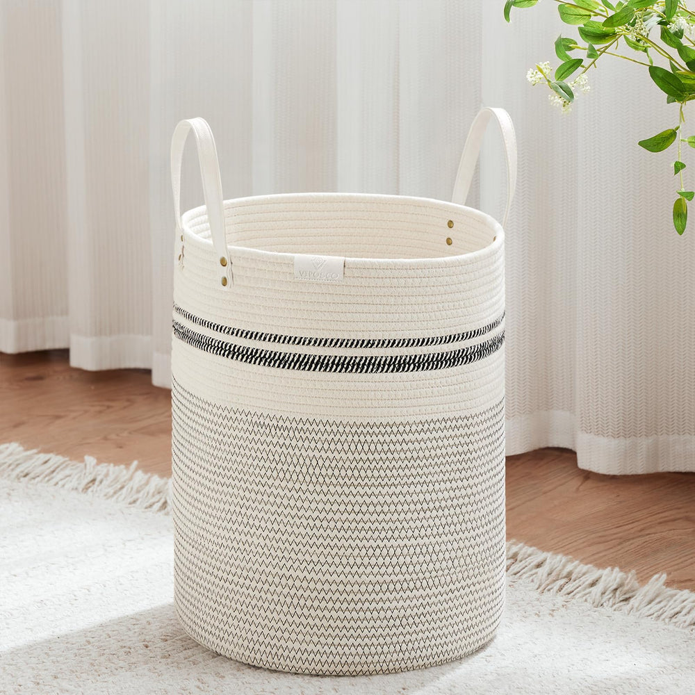 VIPOSCO tall laundry basket front view showing large 53L capacity for family laundry organization