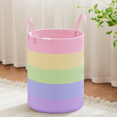 VIPOSCO tall laundry basket rainbow front view for large laundry loads.