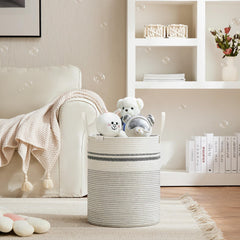 VIPOSCO tall laundry basket side view highlights durable rope build and convenient storage