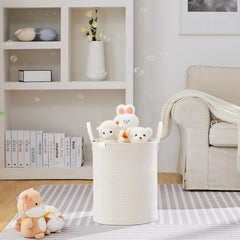 VIPOSCO woven rope storage basket showing clean white finish for stylish storage.