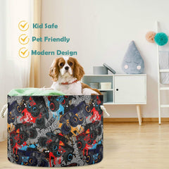 Visesunny Monster Truck pattern laundry basket flat lay highlights collapsibility