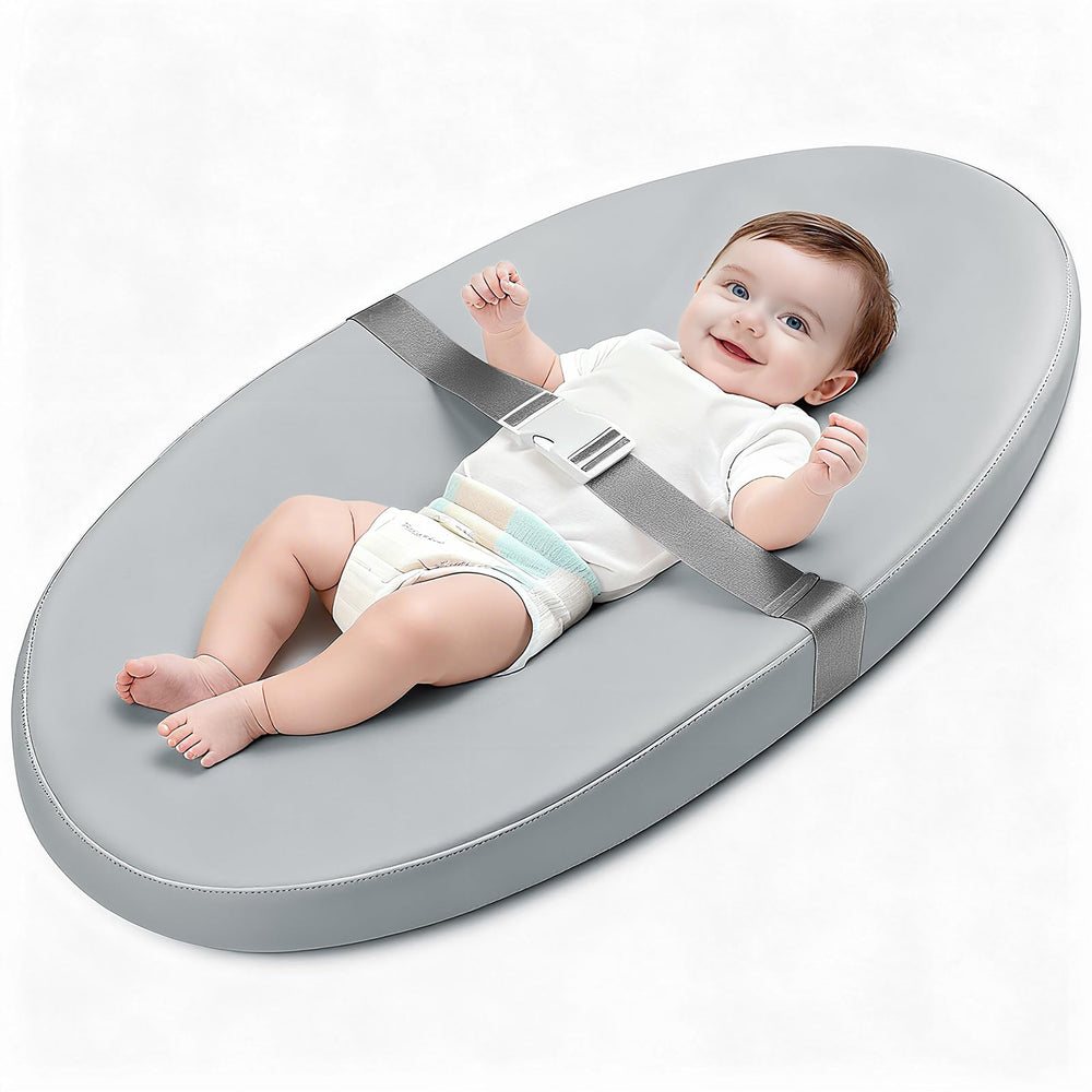 VISFAPAER baby changing pad closeup shows soft vegan leather for gentle skin comfort.