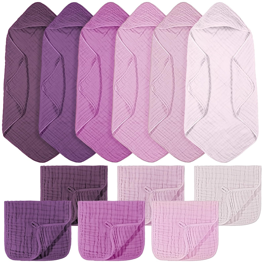 VitalCozy baby hooded towel in purple, 32x32, for warm post-bath snuggles