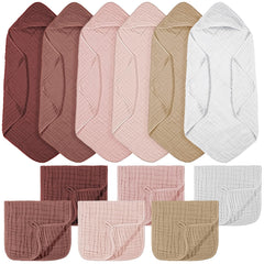 VitalCozy baby muslin hooded towel 32x32 colorful close-up showing soft post-bath wrap.