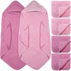 VitalCozy baby hooded towel rose red front view for post-bath warmth