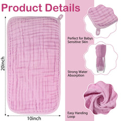 VitalCozy baby washcloths rose red close-up showing ultra-soft muslin fibers