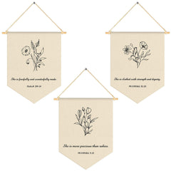 VitalCozy Bible verse canvas flag in nursery adds warm, faith-filled decor for cozy mornings.