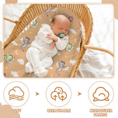 VitalCozy dragon bassinet sheet washed-dried image shows durable color retention