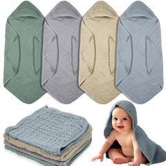 VitalCozy hooded baby towel in light gray delivers soft, quick-drying post-bath warmth