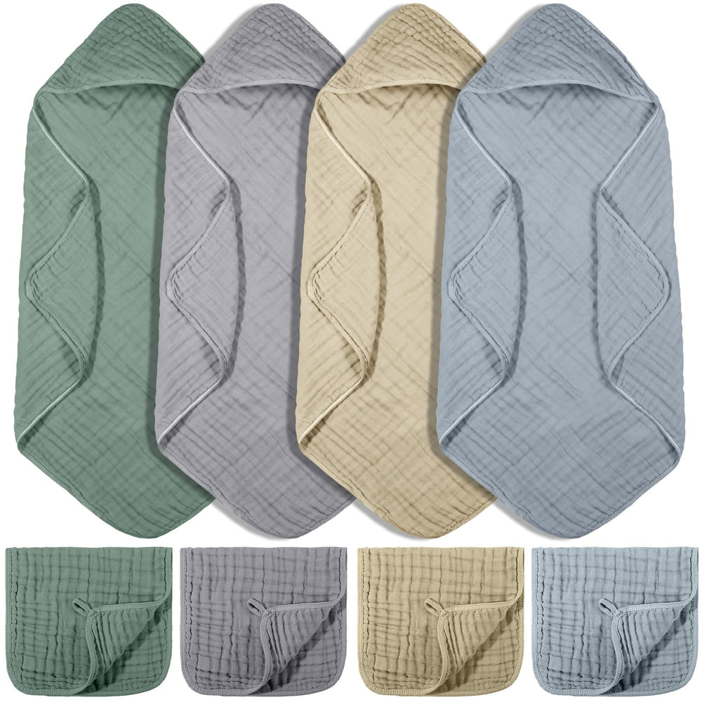 VitalCozy hooded baby towel in light green ready for post-bath warmth and absorbent comfort