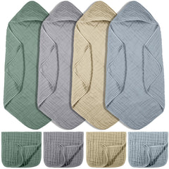 VitalCozy hooded baby towel in light green ready for post-bath warmth and absorbent comfort