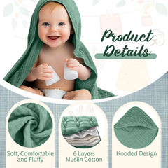 VitalCozy muslin cotton towels highlight high absorbency for fast moisture pickup