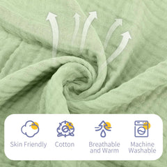 VitalCozy muslin washcloth 8x20 inches in light green for gentle cleaning.