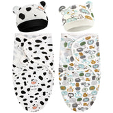 VitalCozy preemie-swaddle-blanket-with-hat-set image shows soft cotton for soothing newborn sleep.