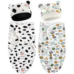 VitalCozy preemie-swaddle-blanket-with-hat-set image shows soft cotton for soothing newborn sleep.