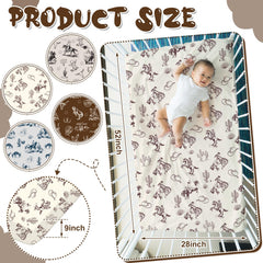 VitalCozy vintage western cowboy crib sheet on crib demonstrates snug, safe fit.