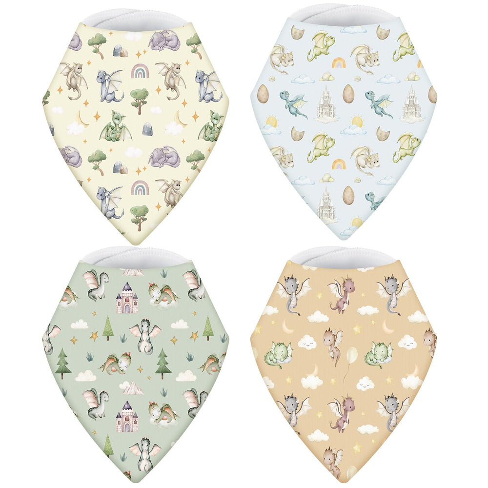 VitalCozy watercolor dragon bib front view for drool protection