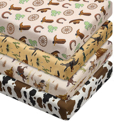 VitalCozy western cowboy crib sheet set close-up shows soft fabric for cozy, gentle sleep