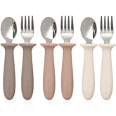 VITEVER 6-piece toddler utensils in tan for independent eating.