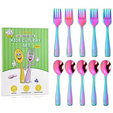 VITEVER rainbow toddler spoons for easy self-feeding and kid-friendly bites.