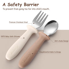 Shield-design barrier on VITEVER toddler utensils prevents deep insertion.