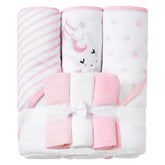 Viviland baby hooded towel pink unicorn close-up shows plush absorbent fabric for bath time