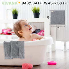 VIVANA baby washcloths 12-pack grey for easy replacement in nursery.