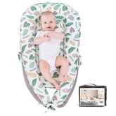 Viviland Baby Lounger Green Feather on floor shows cozy security.