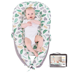 Viviland Baby Lounger Green Feather on floor shows cozy security.