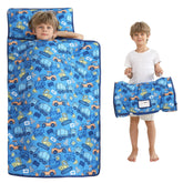 Viviland nap mat with blue car pattern, perfect for preschool naps and daycare.