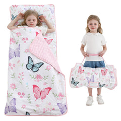 Viviland nap mat pink butterfly pattern with cozy sleeping surface for preschool naptime.