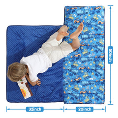 Viviland nap mat rolled and secured for easy transport.