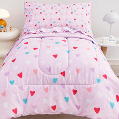 Viviland Purple Heart comforter closeup with soft microfiber feel for cozy toddler nights