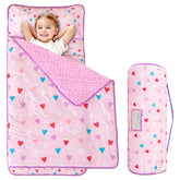 Viviland Toddler Nap Mat with heart purple design for cozy preschool naps