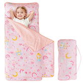 Viviland toddler nap mat with pink princess castle pattern for cozy preschool naps.