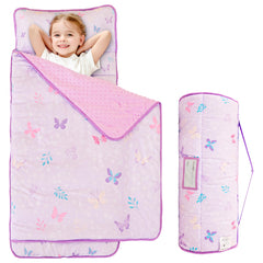 Viviland toddler nap mat with purple butterfly design for preschool naps.