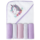Viviland unicorn hooded towel with purple embroidery for cozy baby bath time