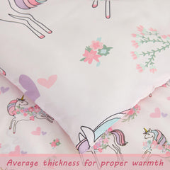 Viviland Unicorn 4-piece bed-in-a-bag contents laid out for easy setup