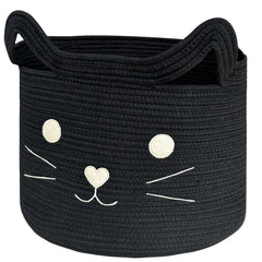 VK VK·LIVING large cat toy basket with cat face design for toy storage.