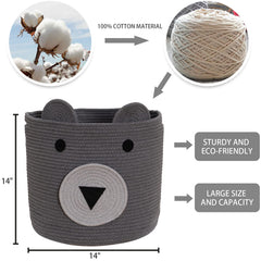 VK VK·LIVING cotton rope bear basket side view highlights durable structure and portability.
