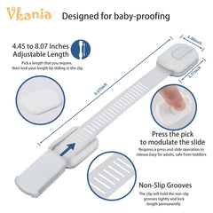Vkania adhesive cabinet lock on door edge demonstrates easy no-drill installation.