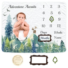 Vlokup Baby Milestone Blanket closeup shows soft flannel texture for gentle baby touch.
