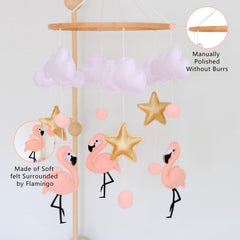 Vlokup boho flamingo decor mobile elevates nursery aesthetics with imaginative touch