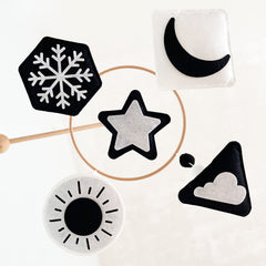 Vlokup Montessori mobile snow texture provides soft tactile aesthetics