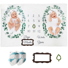 Vlokup Twins Milestone Blanket wreath close up for timeless baby photos