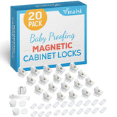 Vmaisi magnetic cabinet locks 20-pack package shown for easy babyproofing and safety at home.