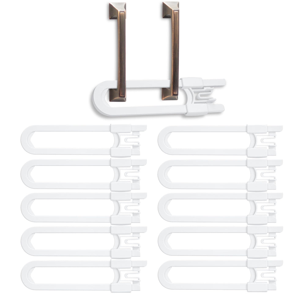 Vmaisi sliding cabinet lock pack10 on a kitchen cabinet for child safety.