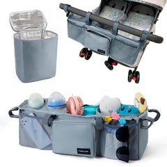 VMEECARL double stroller organizer cup holders highlight insulated drinks on the go